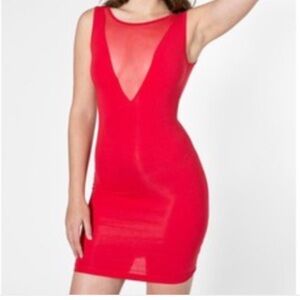 American Apparel Red Mesh Mini Dress Bodycon Size Small